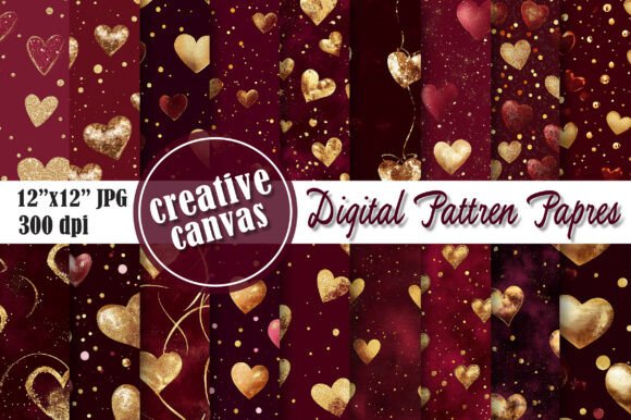 Download Gold Glitter Heart Digital Paper Bundle - Premium Resources