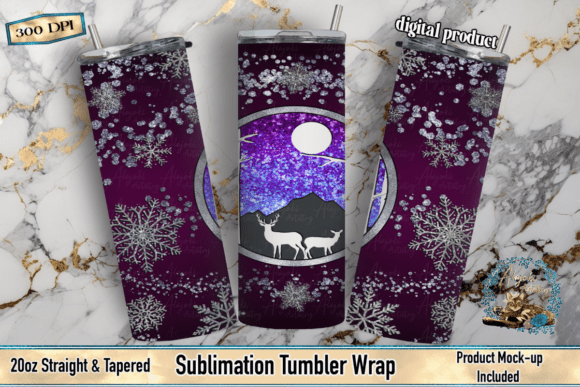 Download Dark Purple Ombre Deer Winter Tumbler Wr - Premium Resources